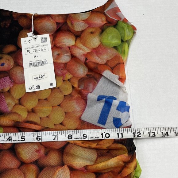 Zara Dress‎ Womens S Ruched Mesh Fruit Stand Strappy Bodycon Maxi Y2K Festival - Picture 13 of 14